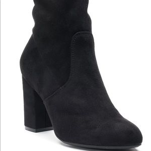 Black velvet booties